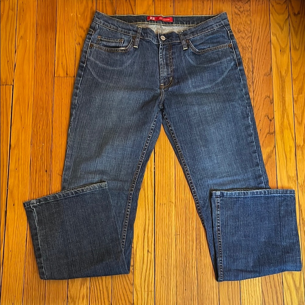 Express Blue Boot Cut Jeans Low Rise Regular Fit